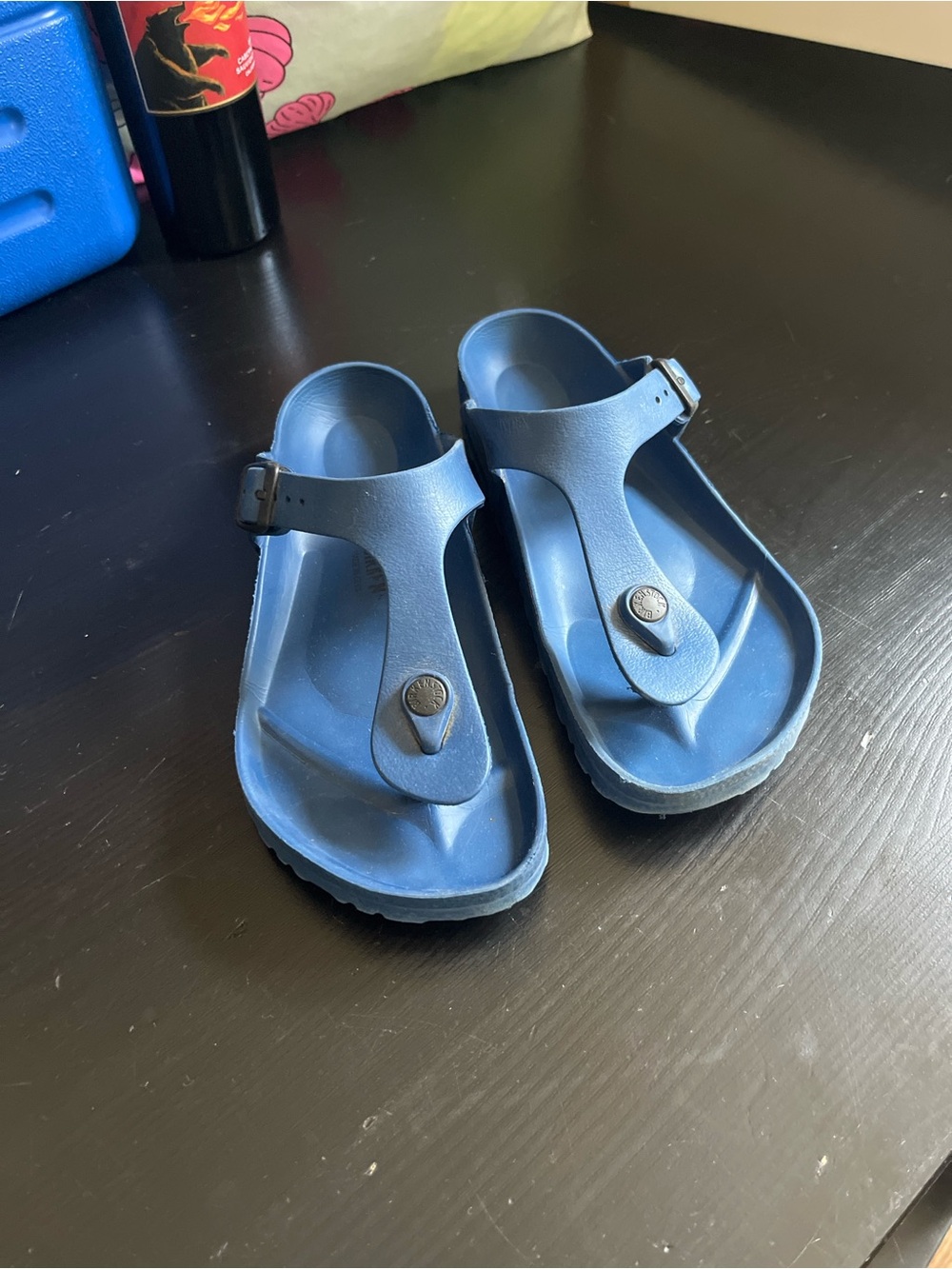 Birkenstock Gizeh EVA Kids Blue Thong Sandals with Adjustable Buckle